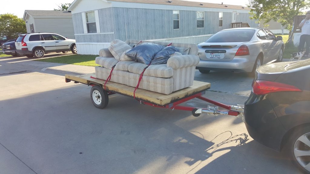 trailer with a sofa