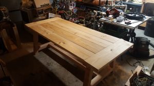 table top with bread boards attached